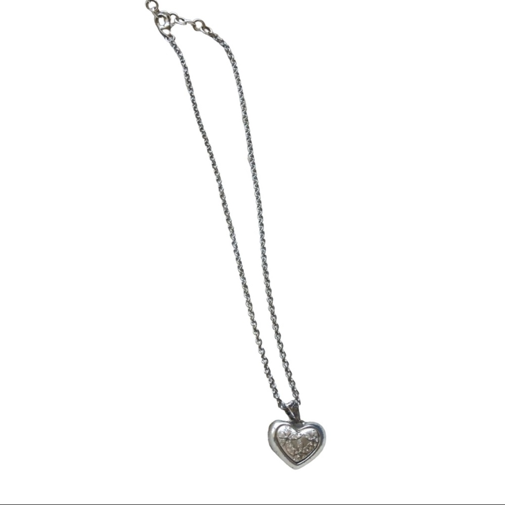 BRIGHTON Crystal Greta Flower Heart Pendant Silver